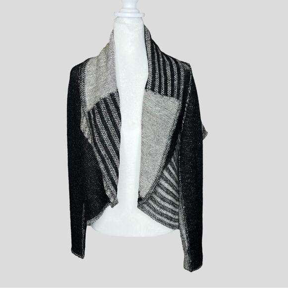 Cabi Womens Cardigan Patchwork Sweater SZ M Wool Blend Open Front Mixed Pattern - Picture 3 of 11